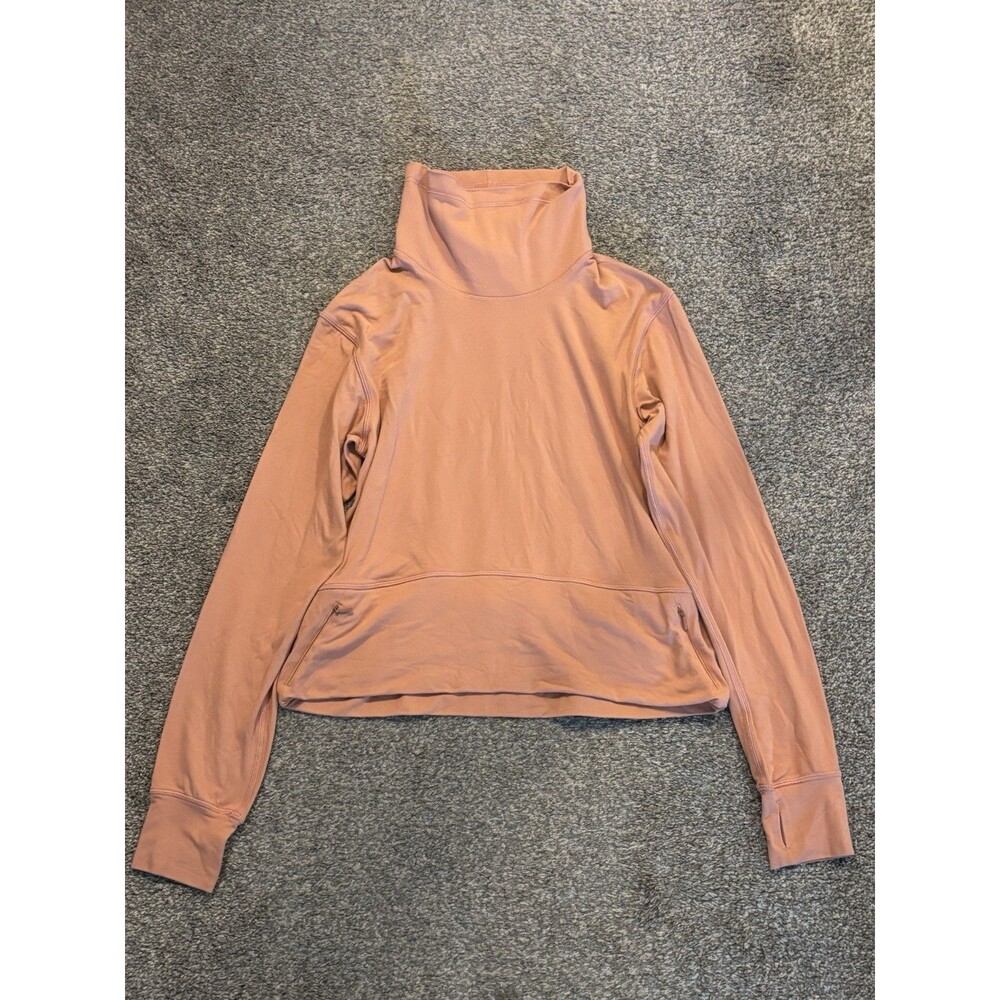 Lululemon‎ Ready to Rulu Pullover Size 4 Peach Thumb Holes Mock Neck
